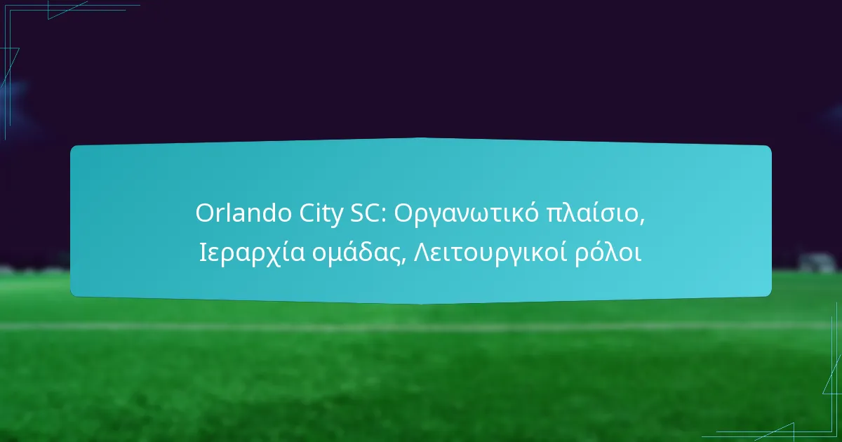 Orlando City SC: Οργανωτικό πλαίσιο, Ιεραρχία ομάδας, Λειτουργικοί ρόλοι